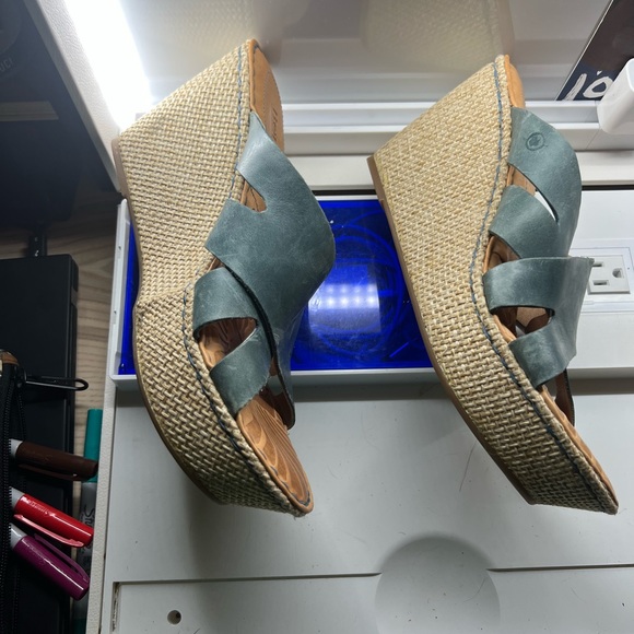 Born teal blue leather slide wedge with woven heel. Size 11. Never worn - Picture 2 of 4